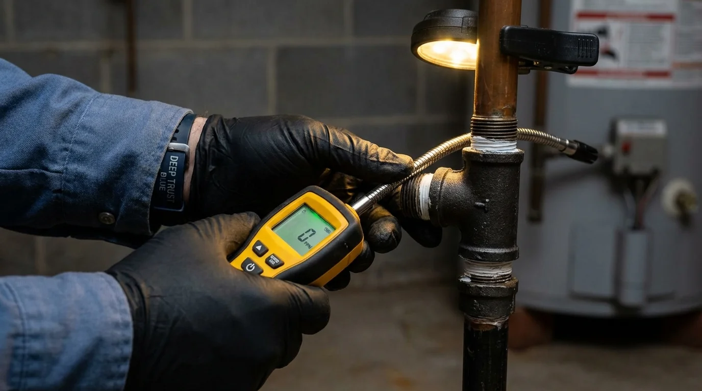 Gas leak detection with electronic sniffer by Johns Plumbing LLC in Tustin