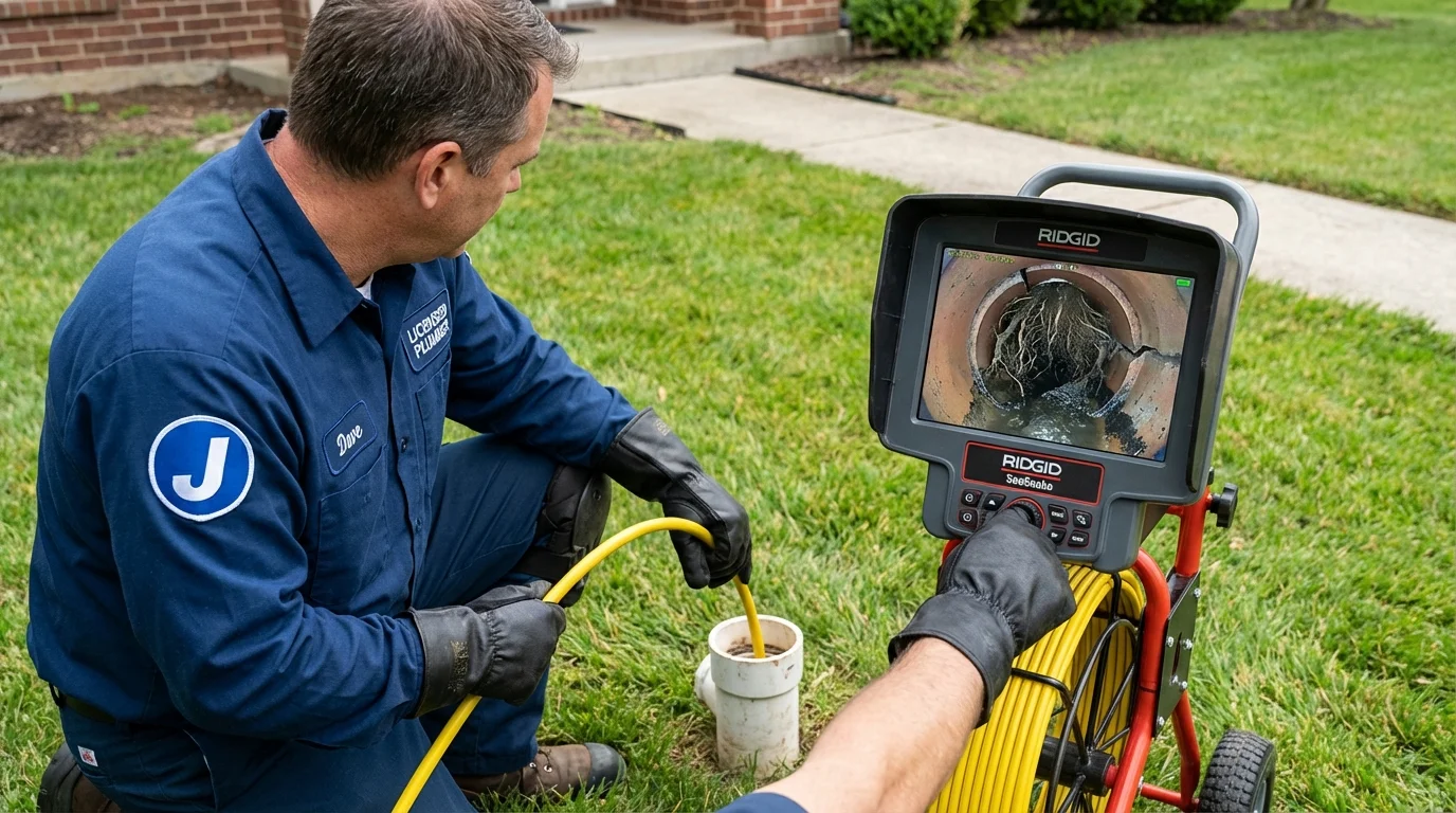 Sewer camera inspection being performed by Johns Plumbing LLC in Tustin