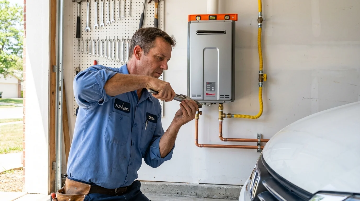 Tankless water heater installation by a Johns Plumbing LLC plumber in Tustin